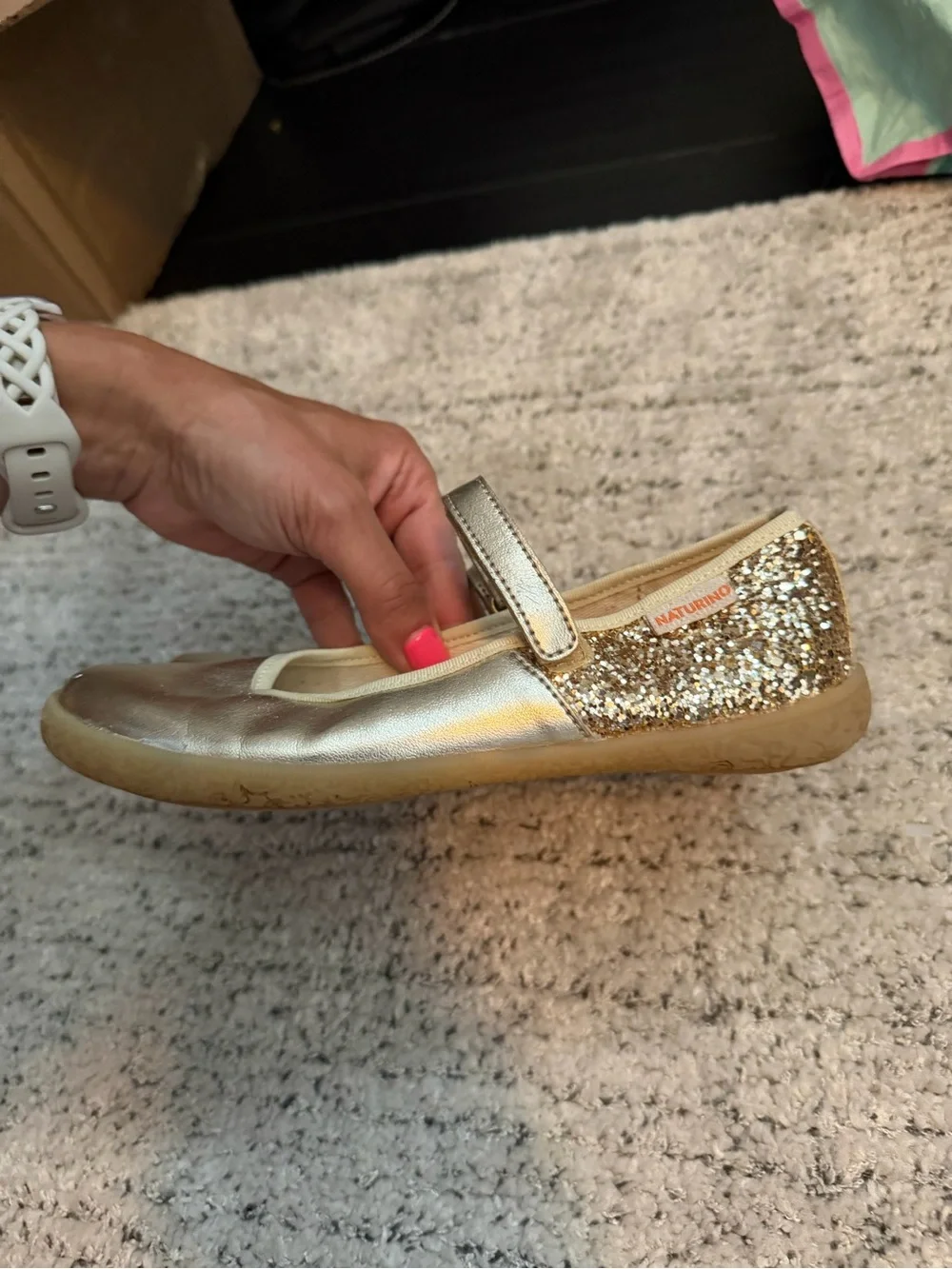 Naturino Gold Glitter frollik Mary Jane Shoe for Kids 32 / 1 big girls
